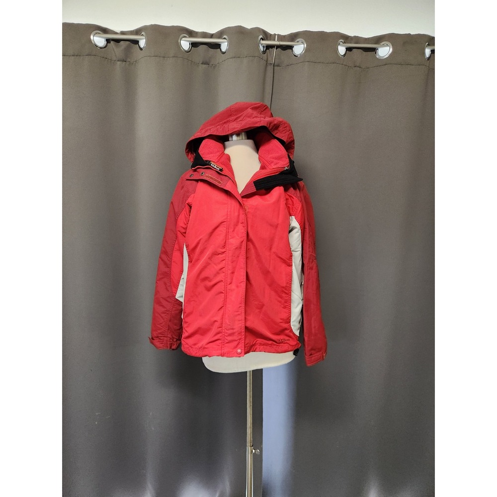 L.L. Bean 3-in-1 Jacket Red Grey Hooded Fleece Liner Women's‎ Medium 0WV97
